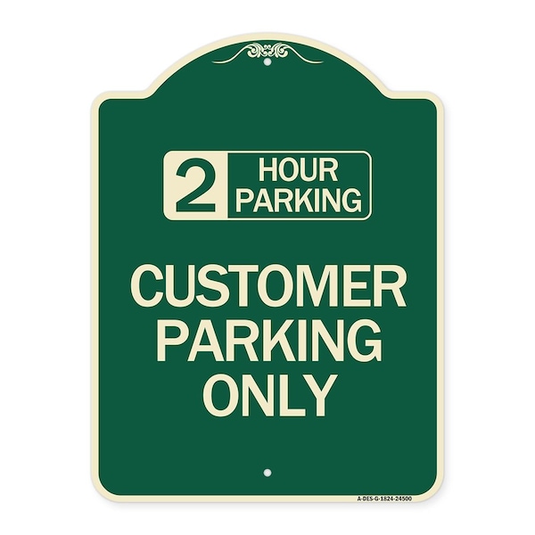 Signmission 2 Hour Parking Customer Parking Heavy-Gauge Aluminum Architectural Sign, 24" x 18", G-1824-24500 A-DES-G-1824-24500 - main